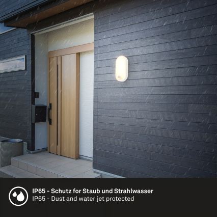 Brilo - LED āra sienas lampa ar kustības un krēslas sensoru RUCH LED/12W/230V IP65 balta