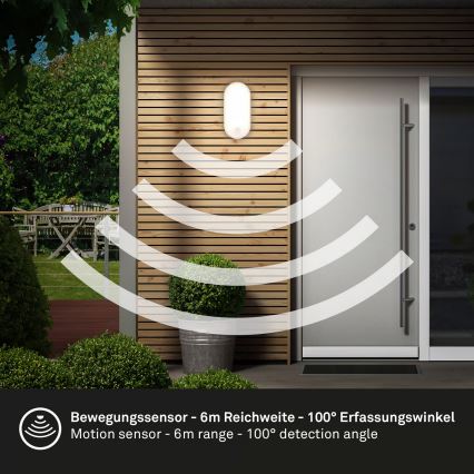 Brilo - LED āra sienas lampa ar kustības un krēslas sensoru RUCH LED/12W/230V IP65 balta