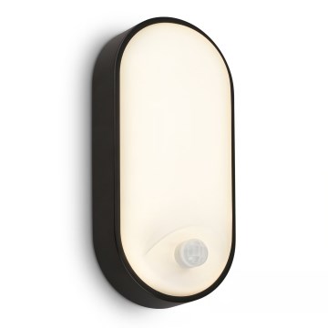 Brilo - LED āra sienas gaismeklis ar kustības un krēslas sensoru RUCH LED/12W/230V IP65 melns