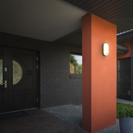 Brilo - LED āra sienas gaismeklis ar kustības un krēslas sensoru RUCH LED/12W/230V IP65 melns