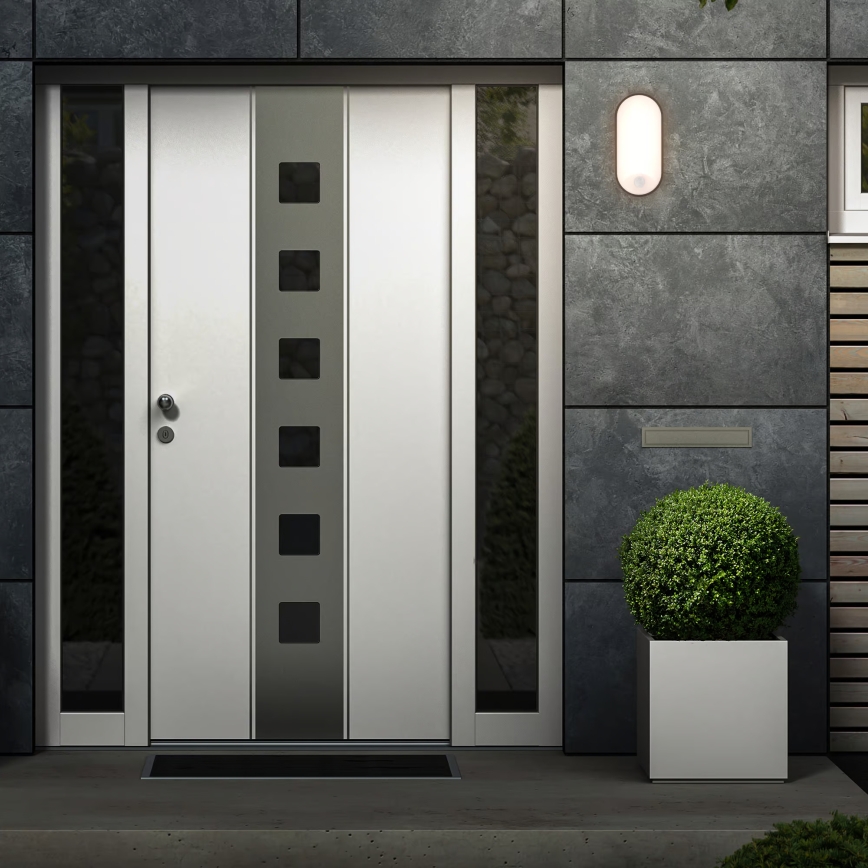 Brilo - LED āra sienas gaismeklis ar kustības un krēslas sensoru RUCH LED/12W/230V IP65 melns