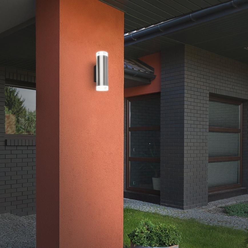 Brilo - LED Āra sienas lampa 2xGU10/4,7W/230V IP44 4000K matēts hroms
