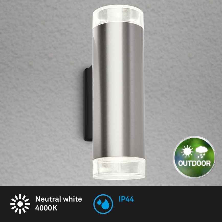 Brilo - LED Āra sienas lampa 2xGU10/4,7W/230V IP44 4000K matēts hroms
