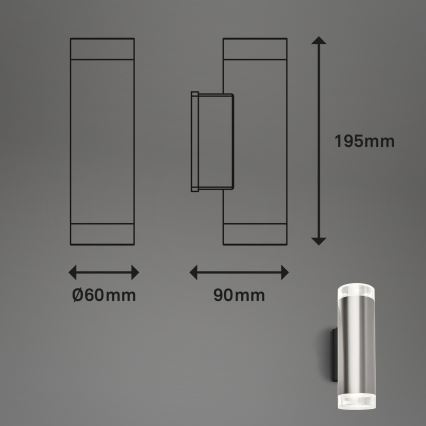 Brilo - LED Āra sienas lampa 2xGU10/4,7W/230V IP44 4000K matēts hroms