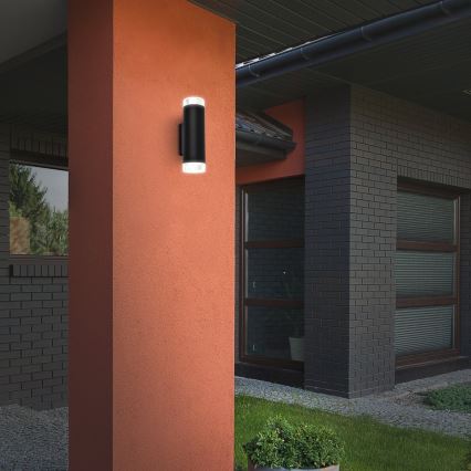 Brilo - LED Āra sienas lampa 2xGU10/4,7W/230V IP44 4000K melna