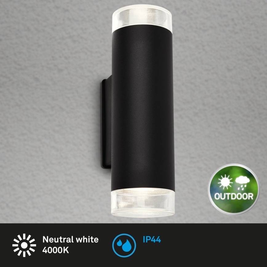 Brilo - LED Āra sienas lampa 2xGU10/4,7W/230V IP44 4000K melna