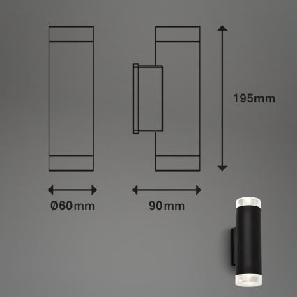 Brilo - LED Āra sienas lampa 2xGU10/4,7W/230V IP44 4000K melna