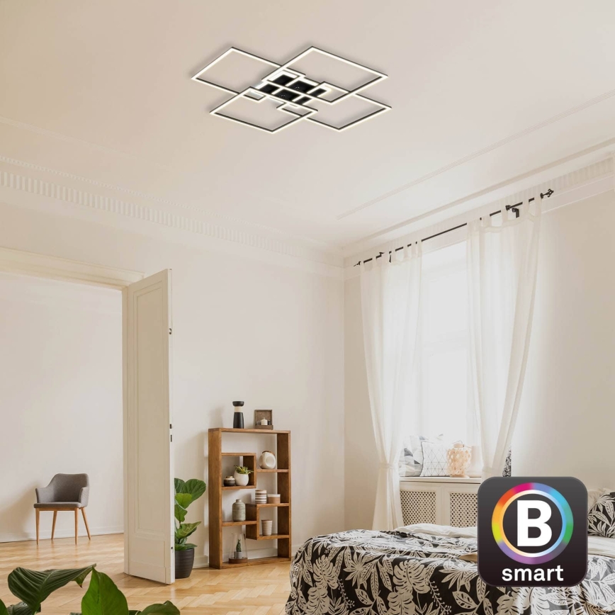 Brilo - LED dimējams griestu gaismeklis FRAME LED/50W/230V 2700-6500K 72,4x72,4cm melna Wi-Fi Tuya + tālvadības pults