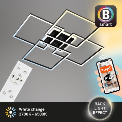 Brilo - LED dimējams griestu gaismeklis FRAME LED/50W/230V 2700-6500K 72,4x72,4cm melna Wi-Fi Tuya + tālvadības pults