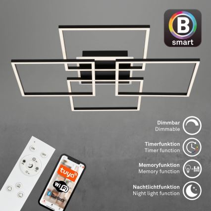 Brilo - LED dimējams griestu gaismeklis FRAME LED/50W/230V 2700-6500K 72,4x72,4cm melna Wi-Fi Tuya + tālvadības pults