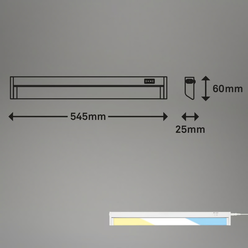 Brilo - LED gaismeklis zem skapja LED/6W/230V 2700/4000/6500K 54,5 cm balts