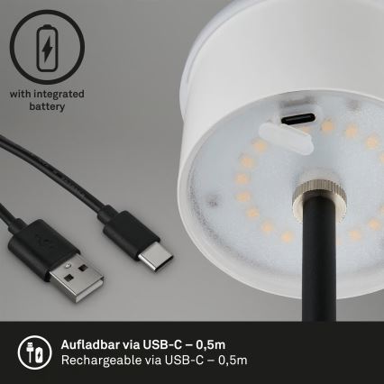 Brilo - LED regulējama, uzlādējama ar skārienvadību āra galda lampa KIKI LED/2,6W/5V IP44 2600 mAh sudraba