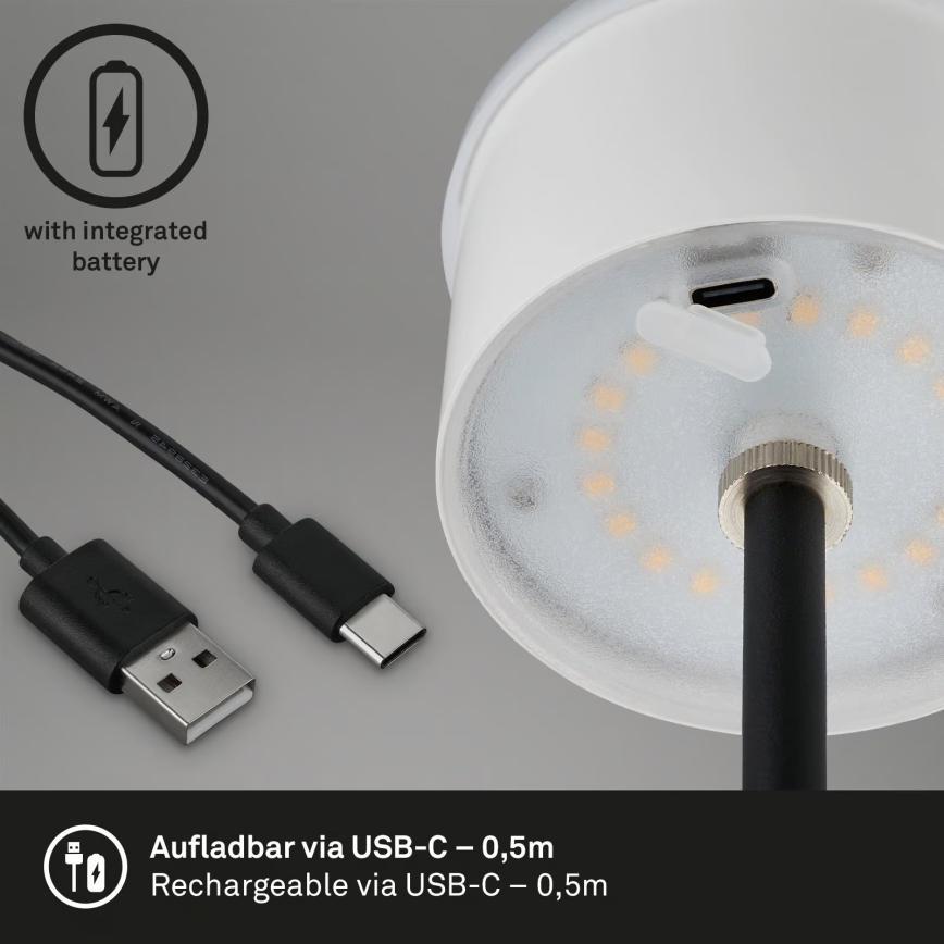 Brilo - LED regulējama, uzlādējama ar skārienvadību āra galda lampa KIKI LED/2,6W/5V IP44 2600 mAh sudraba