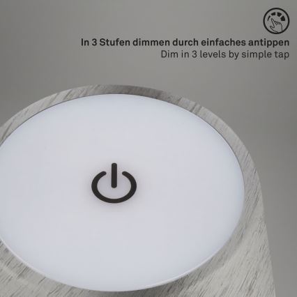 Brilo - LED regulējama, uzlādējama ar skārienvadību āra galda lampa KIKI LED/2,6W/5V IP44 2600 mAh sudraba