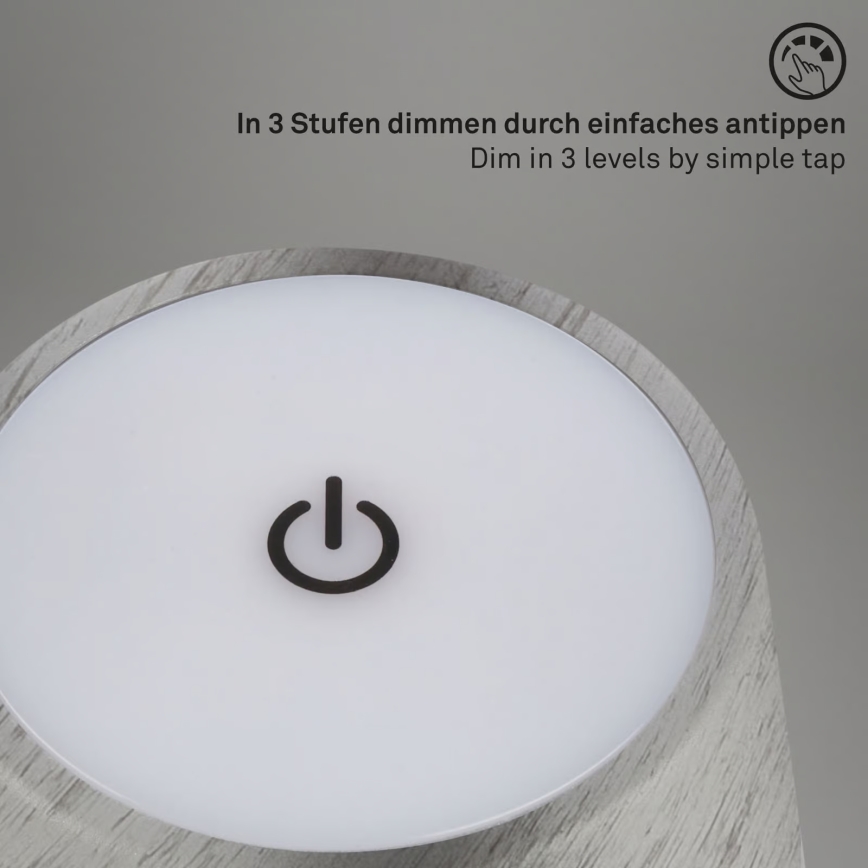 Brilo - LED regulējama, uzlādējama ar skārienvadību āra galda lampa KIKI LED/2,6W/5V IP44 2600 mAh sudraba