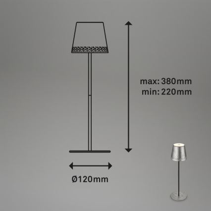 Brilo - LED regulējama, uzlādējama ar skārienvadību āra galda lampa KIKI LED/2,6W/5V IP44 2600 mAh sudraba