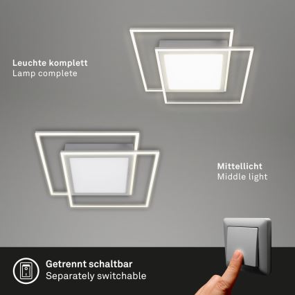 Brilo - LED griestu gaismeklis 2xLED/16W/230V + LED/19W 51,5x51,5 cm matēts hroms