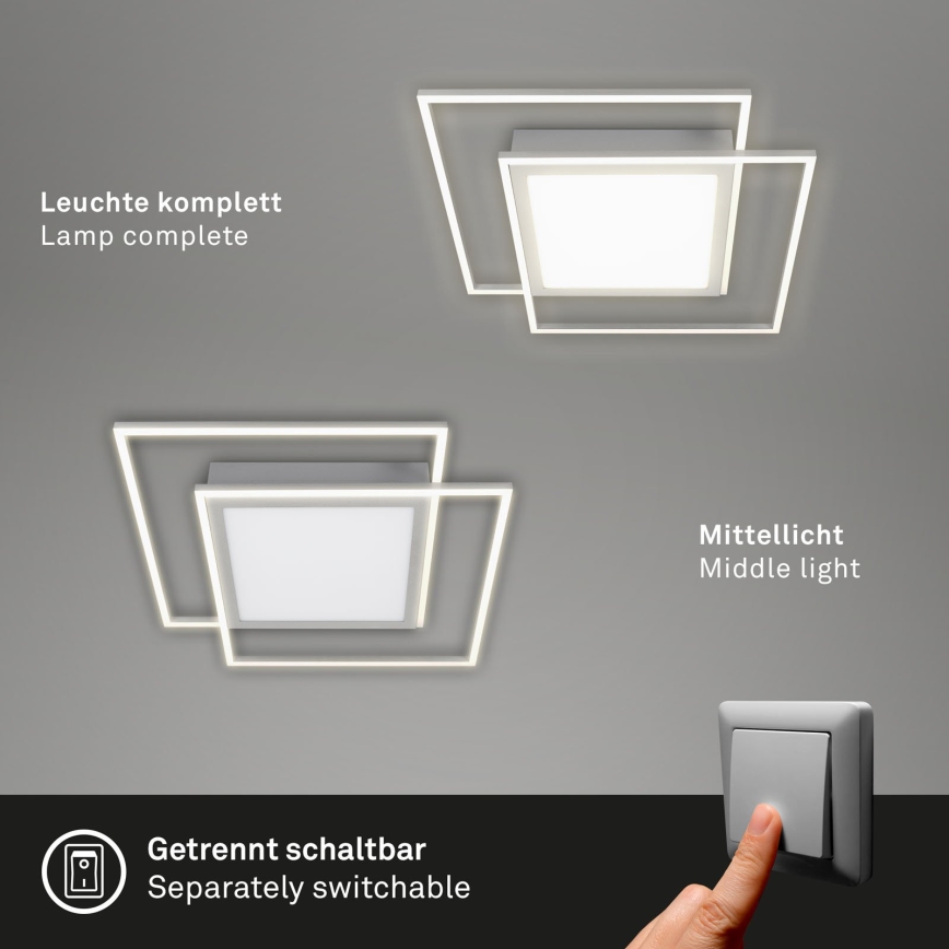 Brilo - LED griestu gaismeklis 2xLED/16W/230V + LED/19W 51,5x51,5 cm matēts hroms