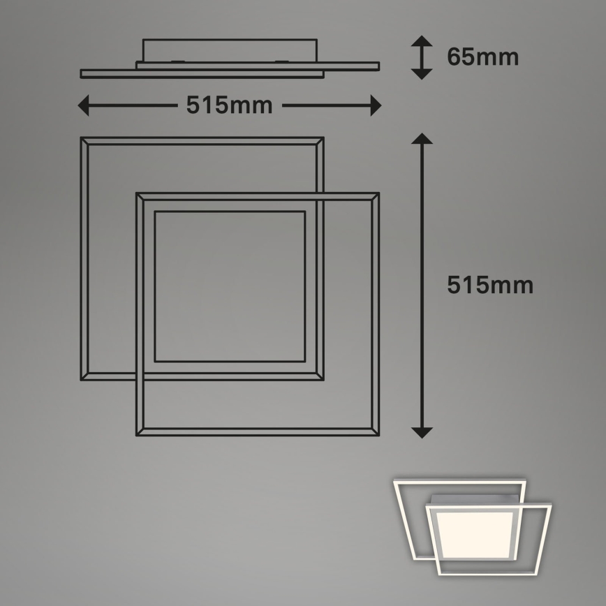 Brilo - LED griestu gaismeklis 2xLED/16W/230V + LED/19W 51,5x51,5 cm matēts hroms
