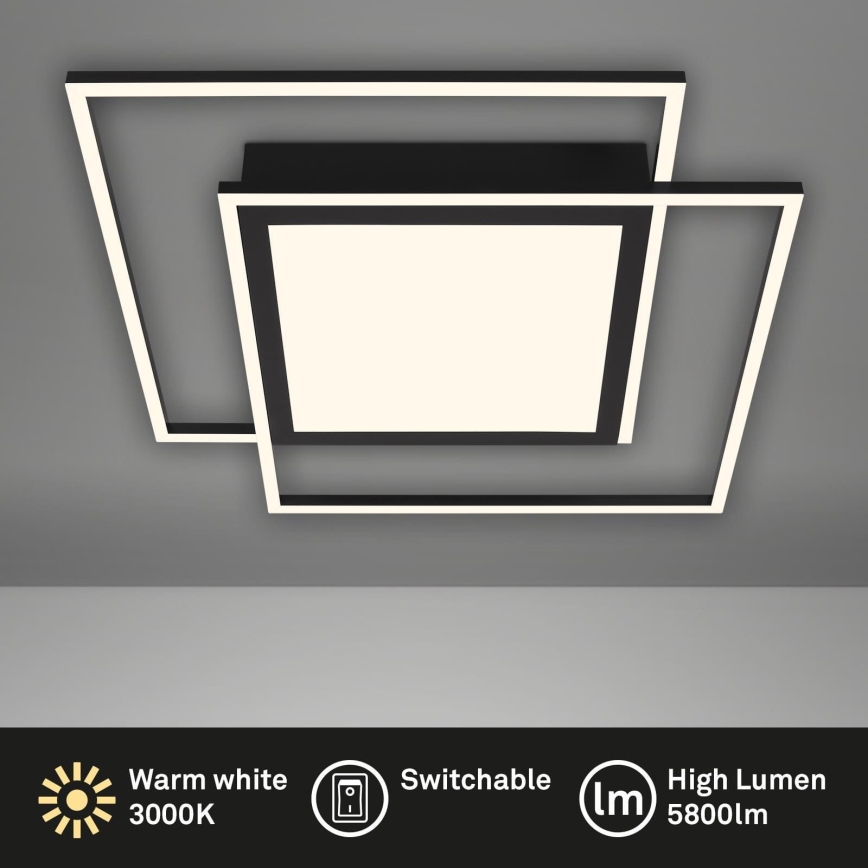 Brilo - LED griestu gaismeklis 2xLED/16W/230V + LED/19W 51,5x51,5 cm melns