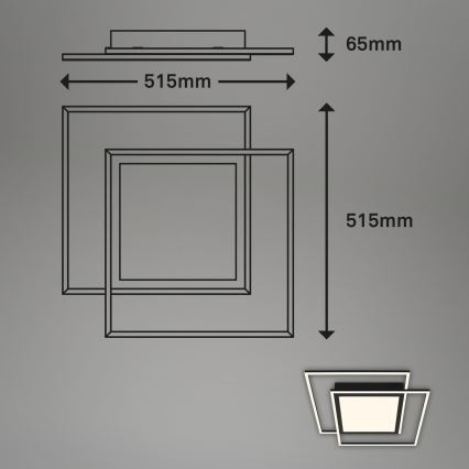 Brilo - LED griestu gaismeklis 2xLED/16W/230V + LED/19W 51,5x51,5 cm melns