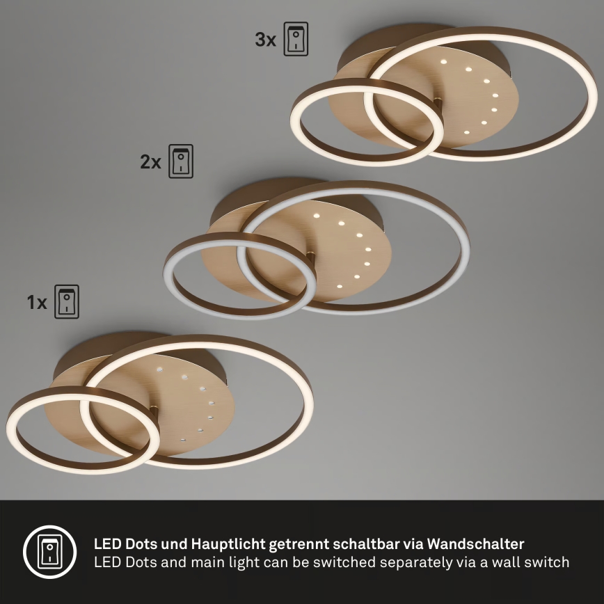 Brilo - LED griestu gaismeklis ar regulējamu spilgtumu LED/26W/230V 3000K brūns