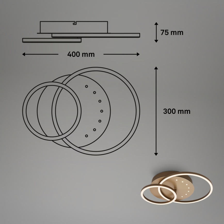 Brilo - LED griestu gaismeklis ar regulējamu spilgtumu LED/26W/230V 3000K brūns