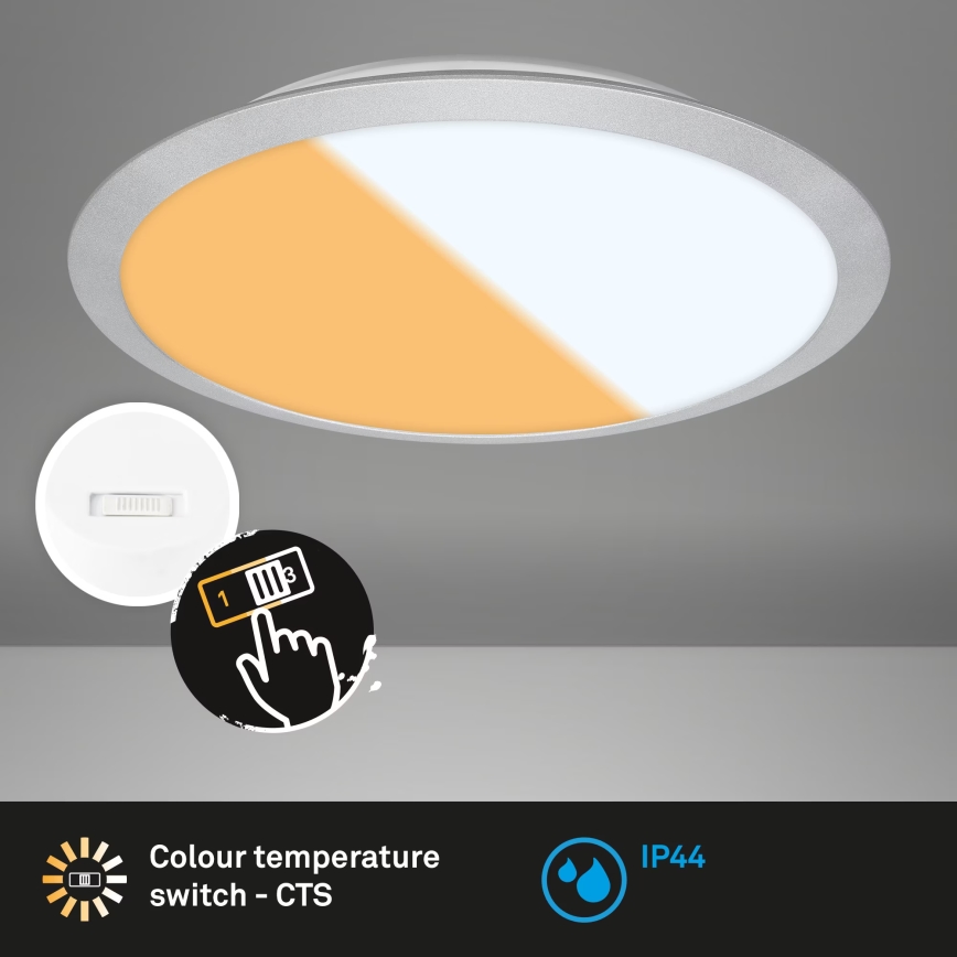 Brilo - LED vannas istabas griestu lampa CTS LED/21W/230V 3000/4000K IP44 Ø 37 cm matēts hroms