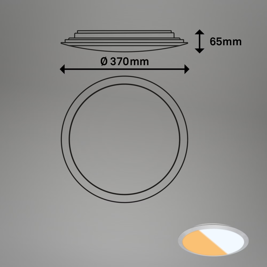 Brilo - LED vannas istabas griestu lampa CTS LED/21W/230V 3000/4000K IP44 Ø 37 cm matēts hroms