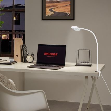 Brilo - LED Pielāgojama galda lampa ar stiprinājumu TRASNA LED/7,5W/230V balta