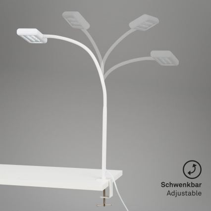 Brilo - LED Pielāgojama galda lampa ar stiprinājumu TRASNA LED/7,5W/230V balta