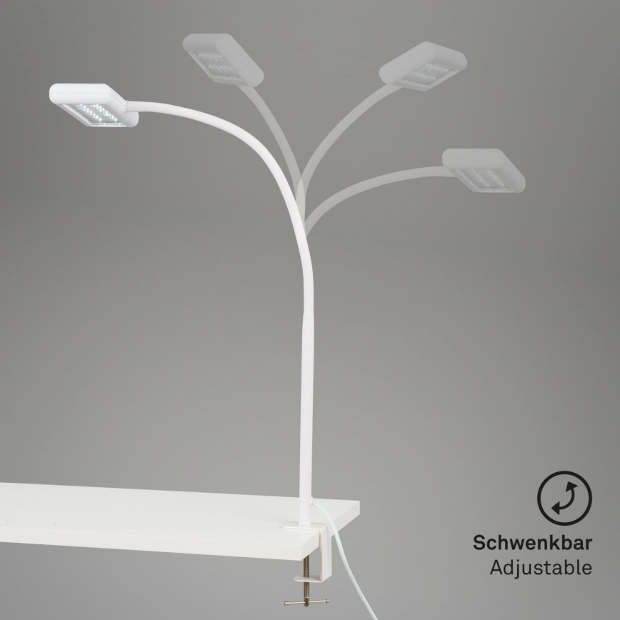 Brilo - LED Pielāgojama galda lampa ar stiprinājumu TRASNA LED/7,5W/230V balta