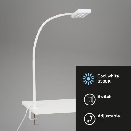 Brilo - LED Pielāgojama galda lampa ar stiprinājumu TRASNA LED/7,5W/230V balta