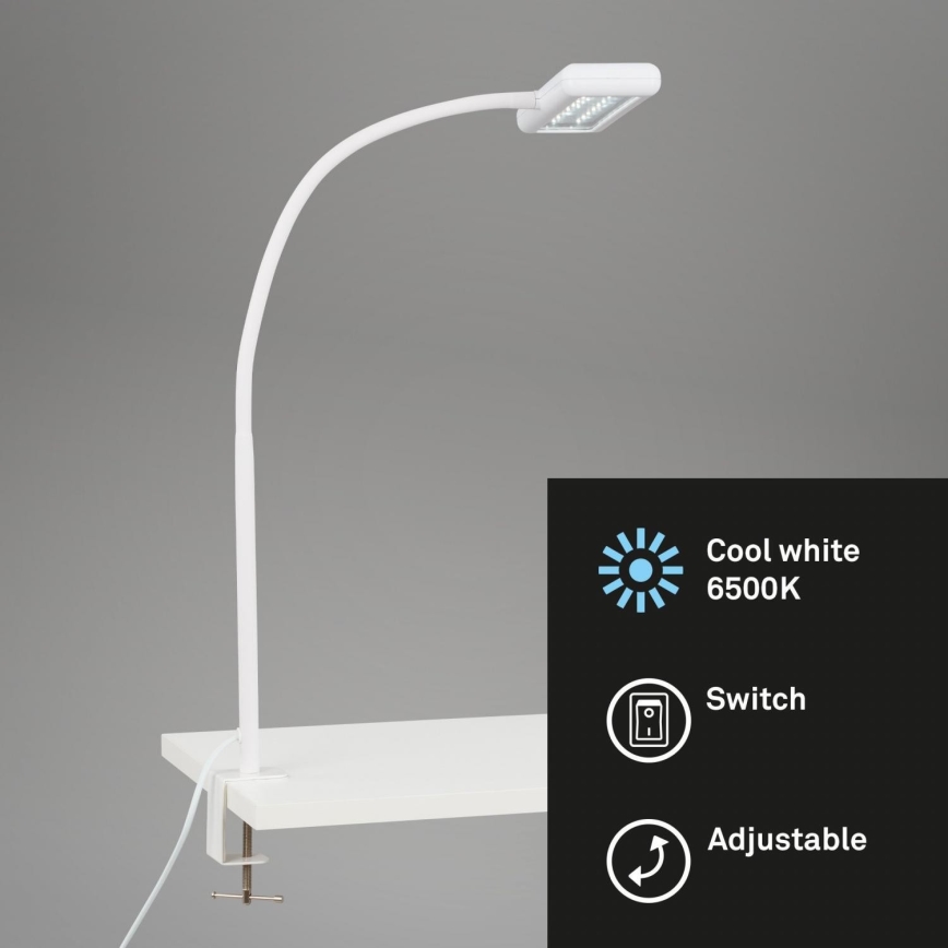 Brilo - LED Pielāgojama galda lampa ar stiprinājumu TRASNA LED/7,5W/230V balta
