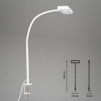 Brilo - LED Pielāgojama galda lampa ar stiprinājumu TRASNA LED/7,5W/230V balta