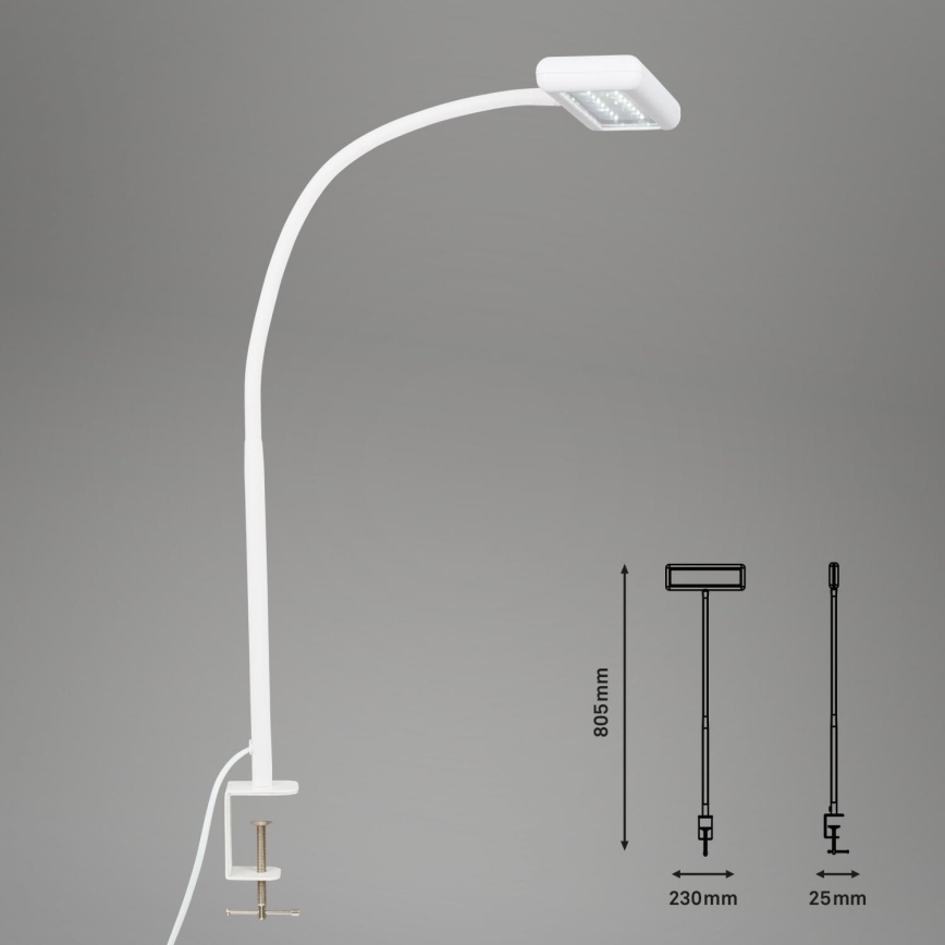 Brilo - LED Pielāgojama galda lampa ar stiprinājumu TRASNA LED/7,5W/230V balta