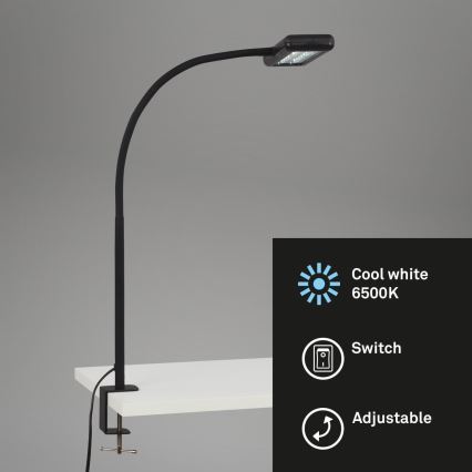 Brilo - LED Pielāgojama galda lampa ar stiprinājumu TRASNA LED/7,5W/230V melna