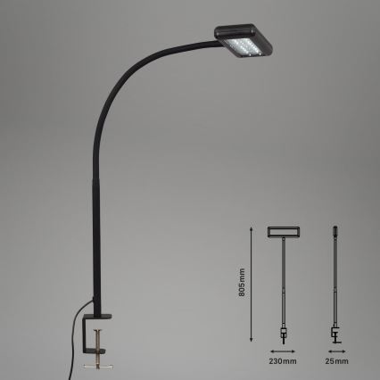 Brilo - LED Pielāgojama galda lampa ar stiprinājumu TRASNA LED/7,5W/230V melna