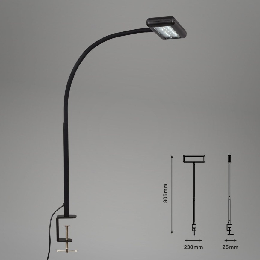 Brilo - LED Pielāgojama galda lampa ar stiprinājumu TRASNA LED/7,5W/230V melna