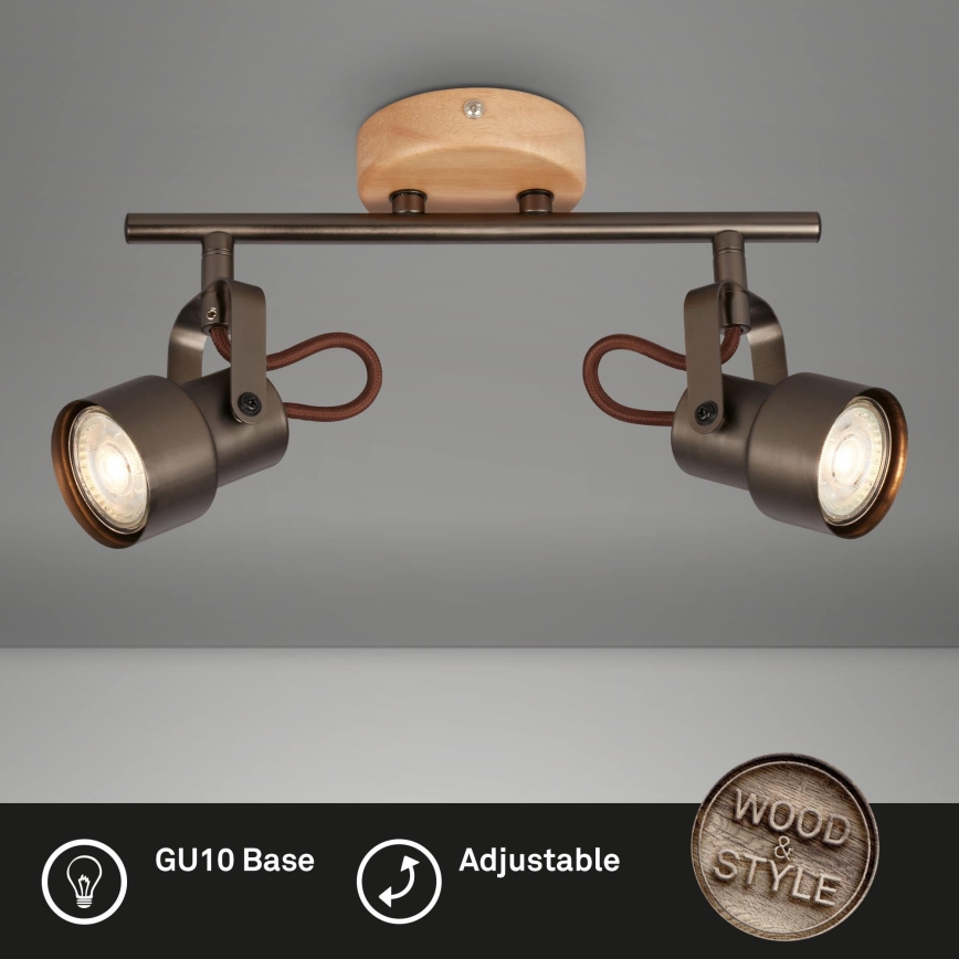 Brilo - LED punktveida gaismeklis TAHUN 2xGU10/5W/230V brūns