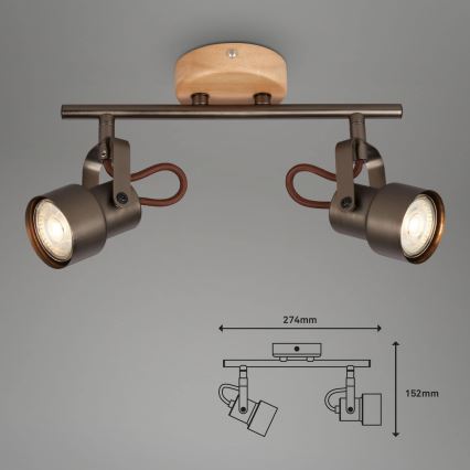 Brilo - LED punktveida gaismeklis TAHUN 2xGU10/5W/230V brūns