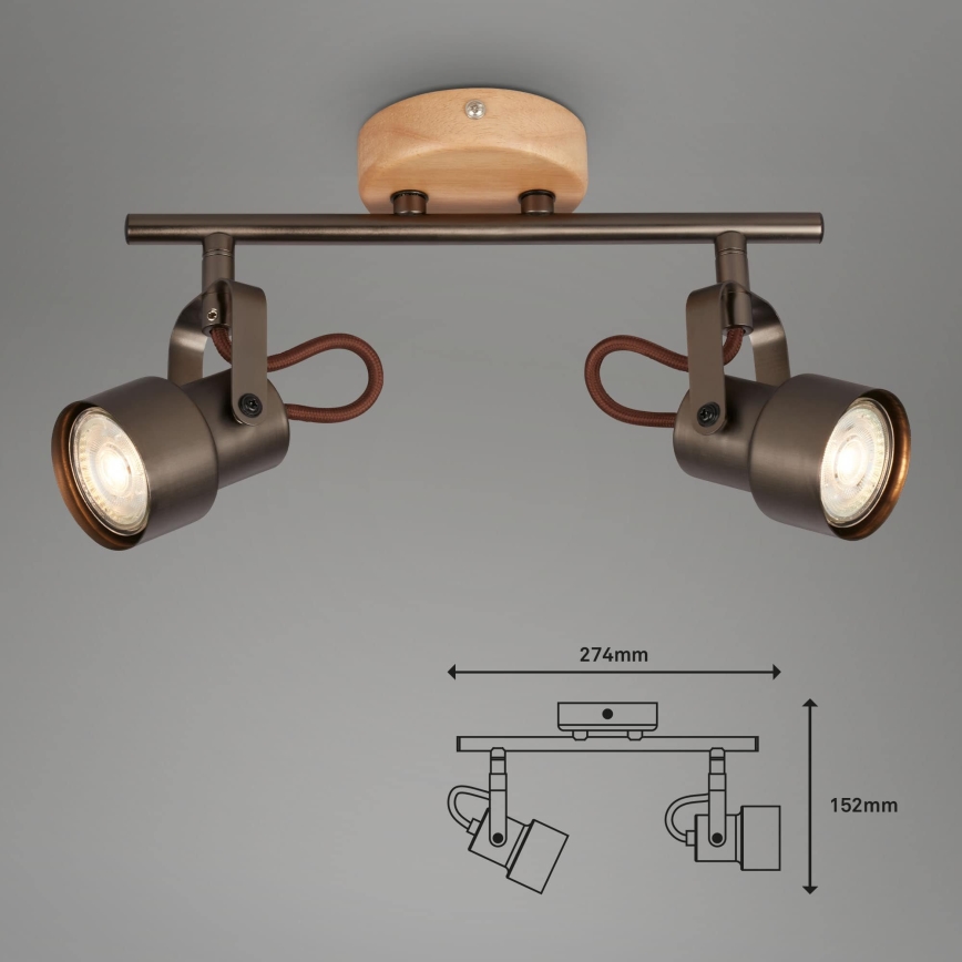 Brilo - LED punktveida gaismeklis TAHUN 2xGU10/5W/230V brūns