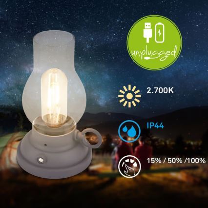 Brilo - LED regulējama āra uzlādējamā galda lampa KANEA LED/1,5W/5V IP44 1200 mAh antracīts