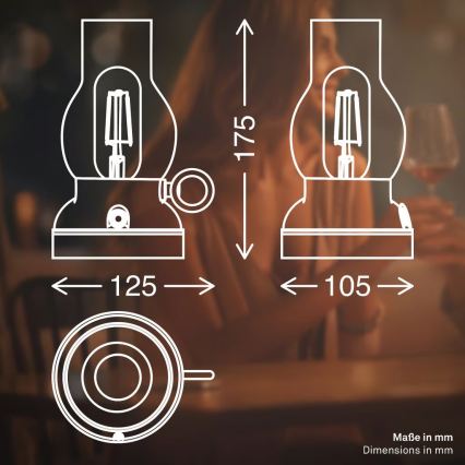 Brilo - LED regulējama āra uzlādējamā galda lampa KANEA LED/1,5W/5V IP44 1200 mAh antracīts
