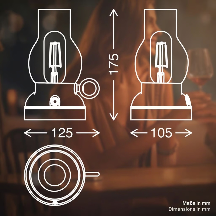 Brilo - LED regulējama āra uzlādējamā galda lampa KANEA LED/1,5W/5V IP44 1200 mAh antracīts