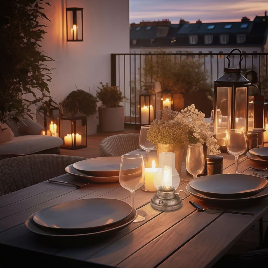 Brilo - LED ar regulējamu spilgtumu āra uzlādējamā galda lampa KANEA LED/1,5W/5V IP44 1200 mAh bronzas