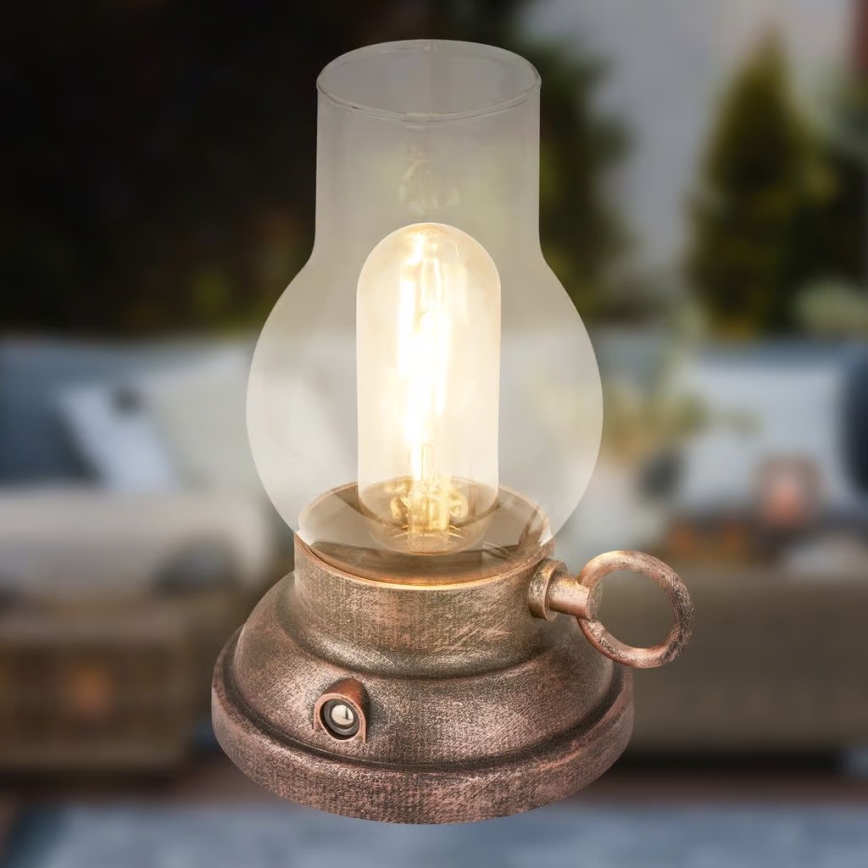 Brilo - LED ar regulējamu spilgtumu āra uzlādējamā galda lampa KANEA LED/1,5W/5V IP44 1200 mAh bronzas