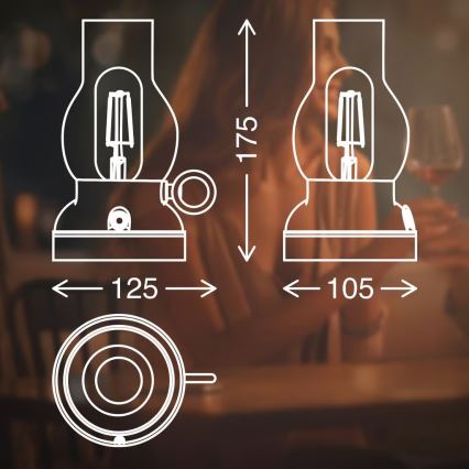 Brilo - LED ar regulējamu spilgtumu āra uzlādējamā galda lampa KANEA LED/1,5W/5V IP44 1200 mAh bronzas