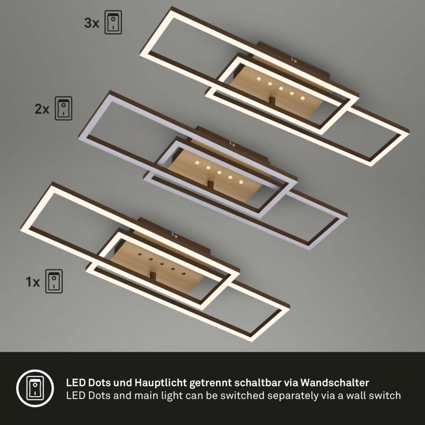 Brilo - LED regulējams griestu gaismeklis LED/30W/230V 3000K brūns