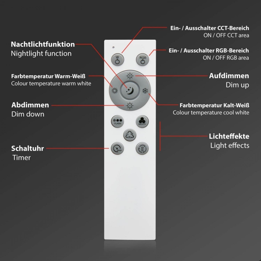 Brilo - LED RGB Aptumšojama griestu lampa CENTRO LED/24W/230V 2700-6500K Wi-Fi Tuya + tālvadības pults